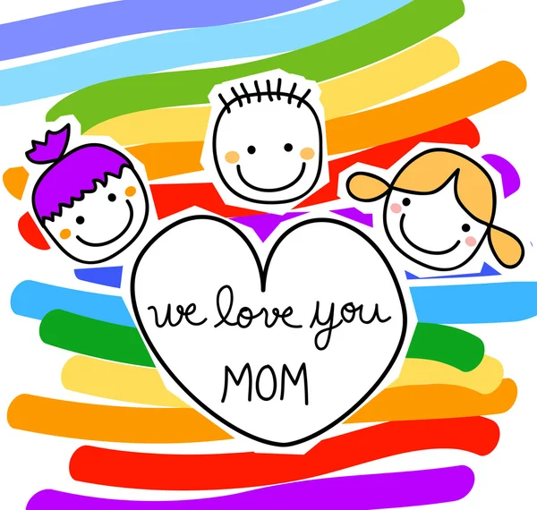 Happy kids with message for the mothers day — Stock Vector