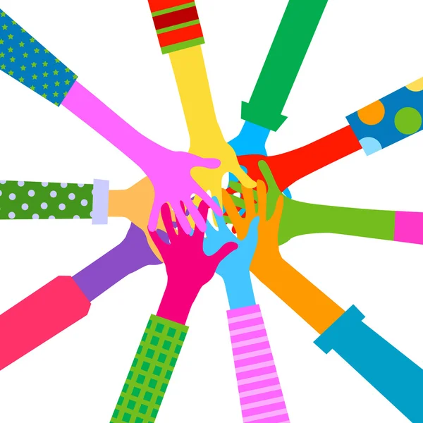 Hands diverse togetherness — Stock Vector