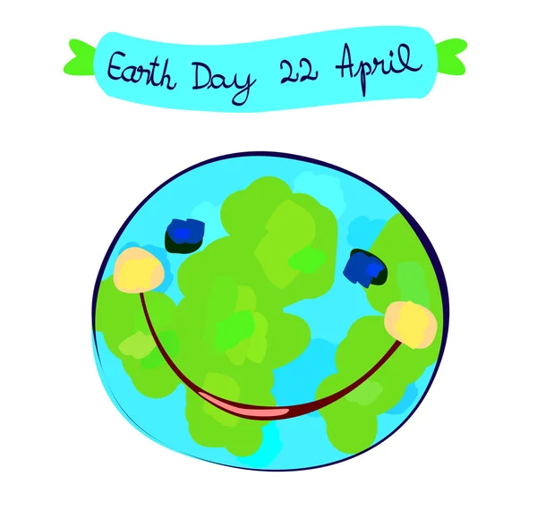 Earth planet celebration day, childlike painting — Stock Vector