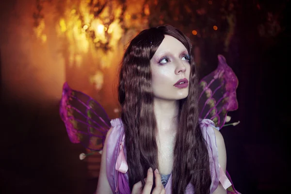Young beautiful woman in the image of fairies, close up — Stock Photo, Image