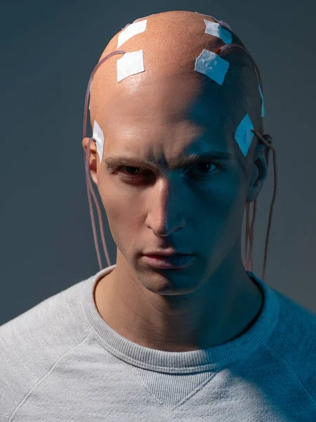 Neurointerface, communication cerveau-ordinateur. Concept de Cyber punk — Photo