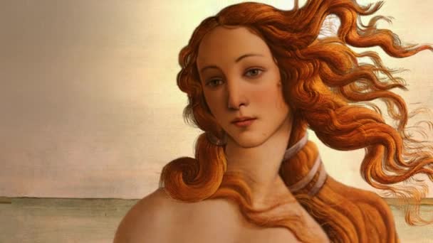 The birth of Venus, animated painting by Sandro Botticelli, Renaissance art history. — Stock Video