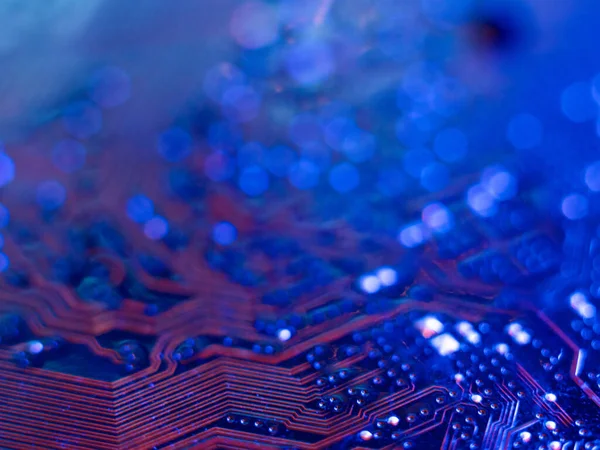 Microchips, computer boards, close-up, low depth of field, — Stock Photo, Image