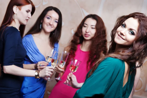 Portrait of cheerful girl with champagne — Stock Photo, Image