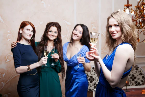 Portrait of cheerful girl with champagne — Stock Photo, Image