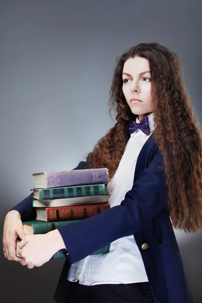 Girl student with books — Stock Photo, Image