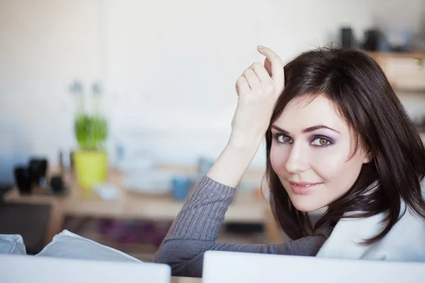 Young beautiful woman at home — Stock Photo, Image