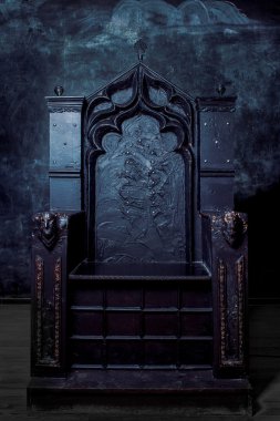 Royal throne. dark Gothic throne, front view clipart