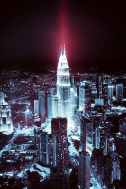 Renklendirme, mavi tonları Kuala Lumpur manzarası, gece,