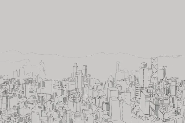 Picture of big city from a height, panorama takes in the future. Careless drawings — Stock Photo, Image