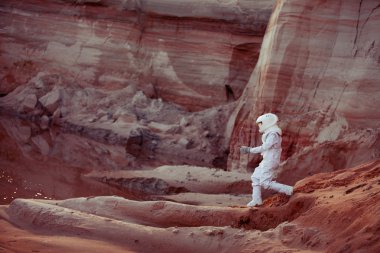 Mars, fütüristik astronot, tonlama etkisini görüntüsüyle su