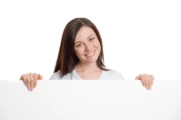 Girl with sheet of paper — Stock Photo, Image