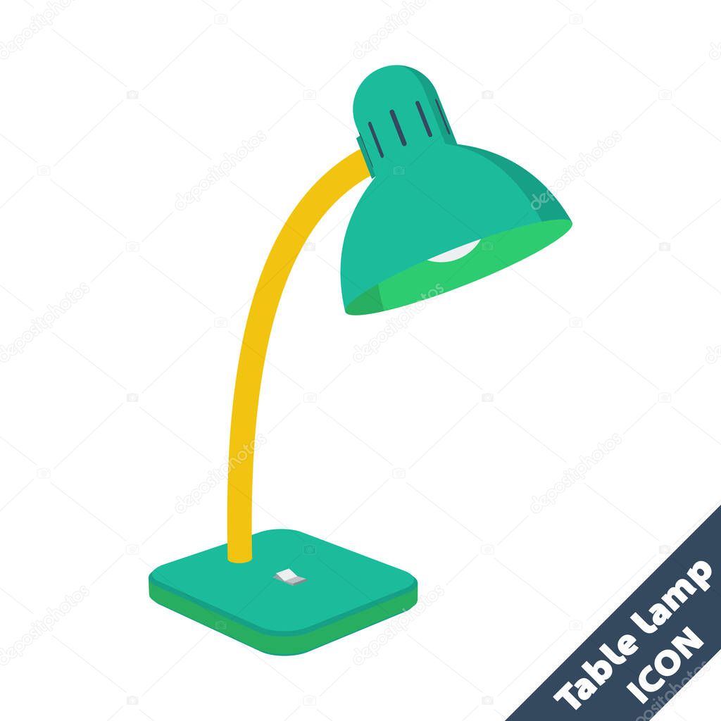 Table lamp icon. 3D vector illustration in flat style isolated on white background.