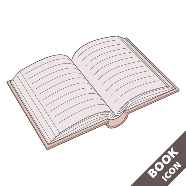 Open Book Icon Cartoon Vector Illustration Flat Style White Background — Stock Vector