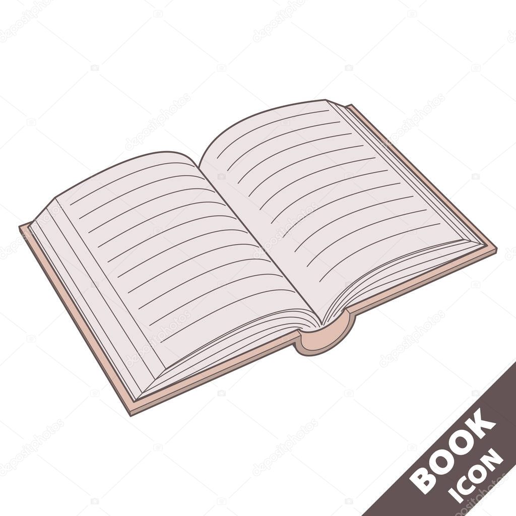 Open book icon. Cartoon 3D vector illustration in flat style on white background.