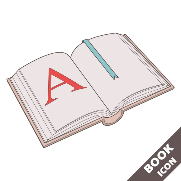 Abra Ícone Livro Com Página Marcador Páginas Desenhos Animados Ilustração —  Vetores de Stock