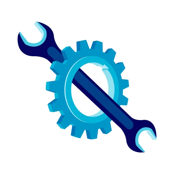 Gear Spanner Icon Vector Illustration Flat Style Isolated White Background — Stock Vector