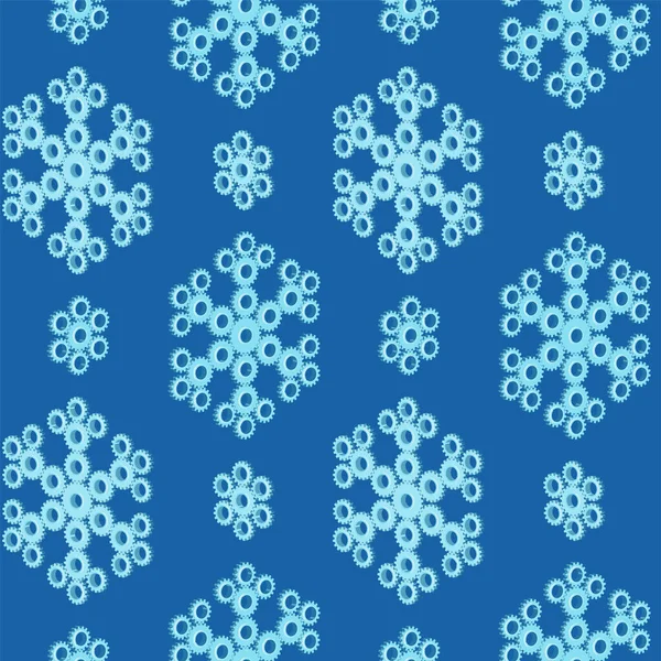 Copos Nieve Engranajes Patrón Sin Costuras Navidad Engranajes Dispuestos Forma — Vector de stock