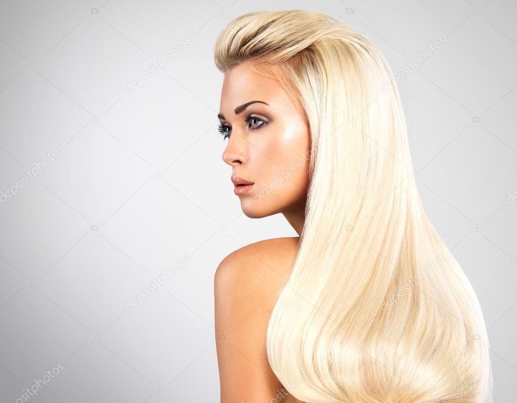 Blond woman with long straight hairs Stock Photo by ©valuavitaly 59441031