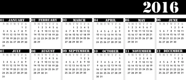 Kalender voor het jaar 2016 voor de bureaukalender, strikte busines — Stockfoto