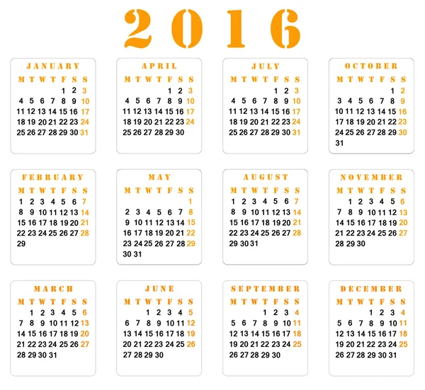 Calendar 2016 — Stock Photo, Image