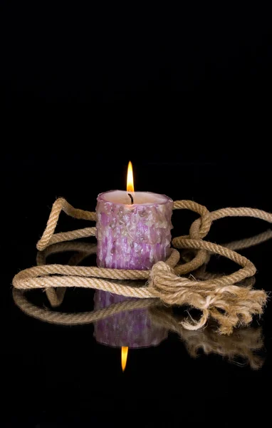 Decoration with rope and candle — Stock Photo, Image