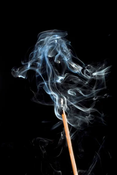 Burning match with smoke — Stock Photo, Image