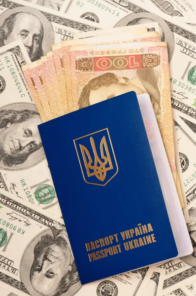 Passaporto Ucraina e denaro — Foto Stock