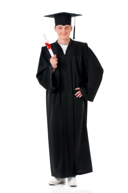 Manto diploması ile mezun adam öğrenci