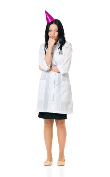 Vrouwelijke arts dragen verjaardag GLB — Stockfoto