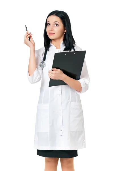 Kvinnliga läkare innehar en Urklipp — Stockfoto