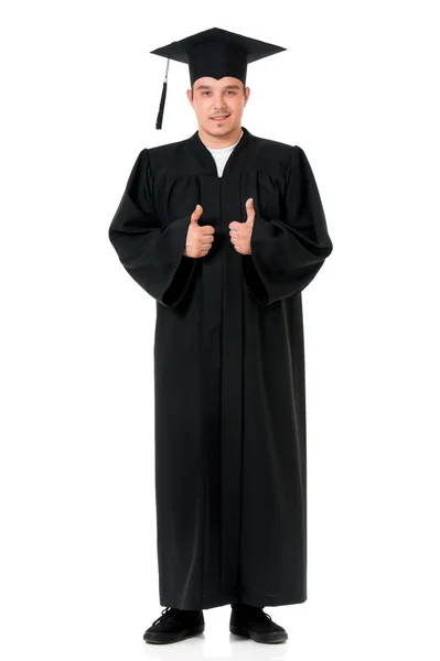 Handsome graduate guy student in mantle Royalty Free Stock Photos