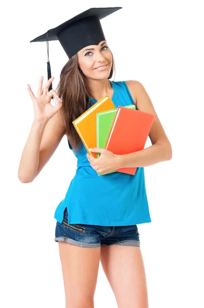 Girl with graduation hat — Stock Photo, Image