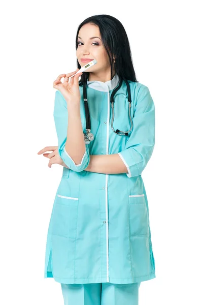 Female doctor holding thermometer — Stock Photo, Image