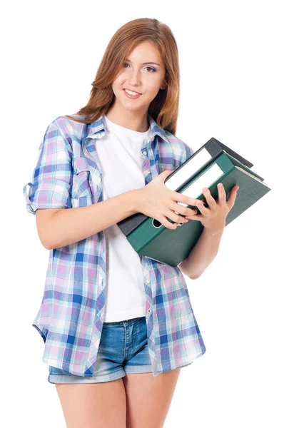 Teen girl with folders — Stock Photo, Image