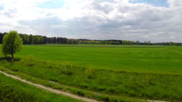 Blick vom fahrenden Zug auf die Eisenbahn — Stockvideo