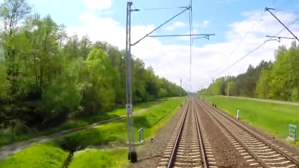 Vue du train en mouvement du chemin de fer — Video