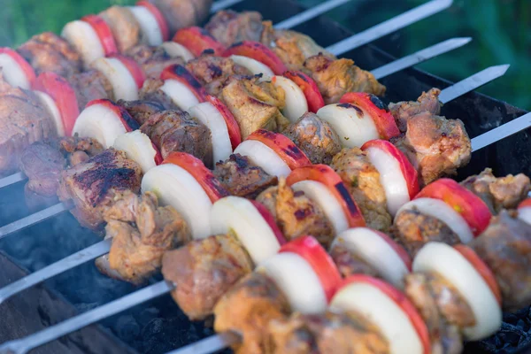 Barbecue met heerlijk gegrild vlees — Stockfoto