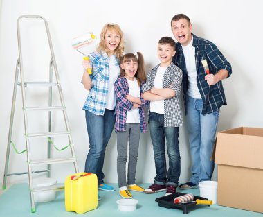 Mutlu aile boyama duvar