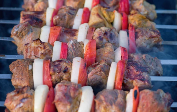 Barbecue met heerlijk gegrild vlees — Stockfoto