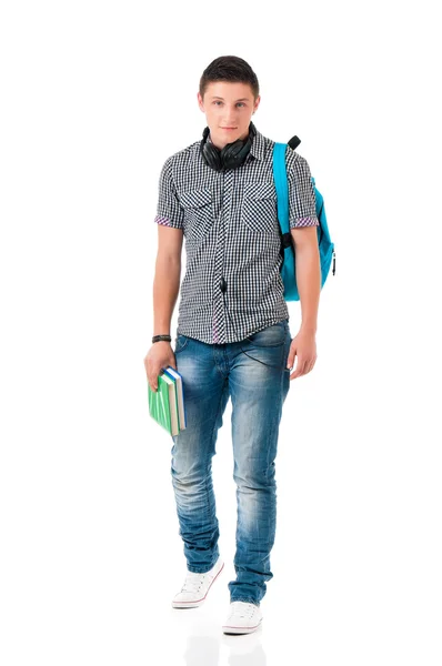 Teen boy student walking — Stock Photo, Image