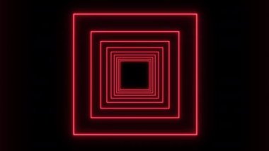Siyah üzerine kırmızı neon kareli animasyon tüneli