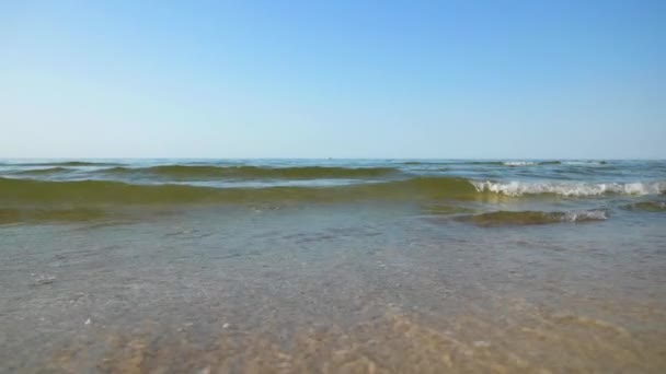 Vlny na písečné pláži — Stock video