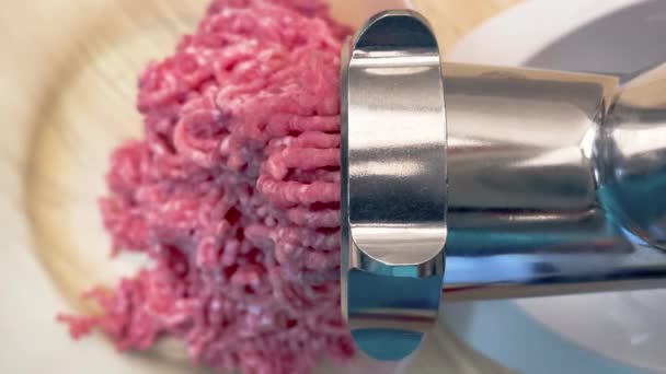 Molinillo de carne molida carne de cerdo — Vídeo de stock