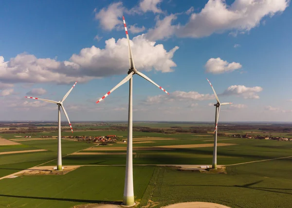 Wind turbines aerial view — Stock Photo, Image