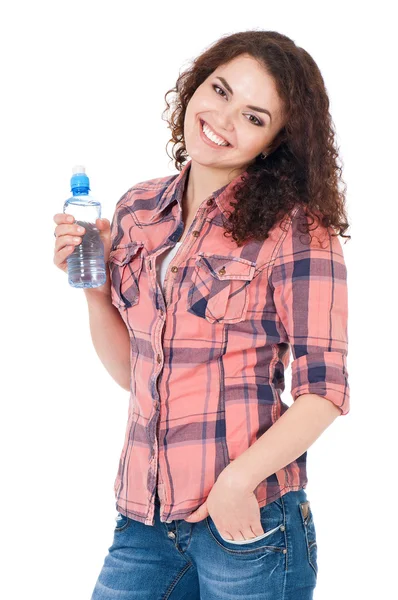 Girl with bottle of water — Stock Photo, Image