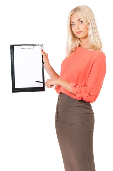 Woman with clipboard — Stock Photo, Image