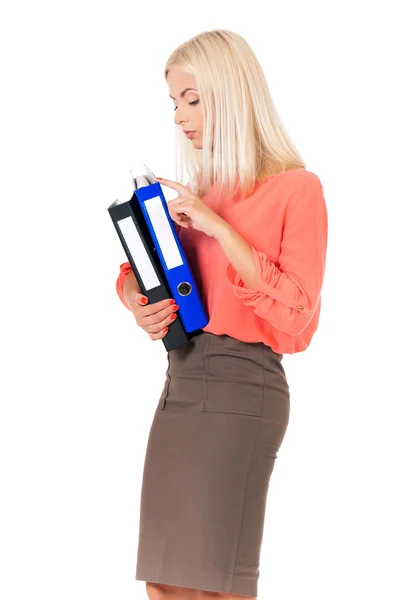 Woman with folders — Stock Photo, Image