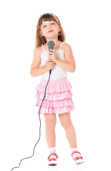 Girl with microphone — Stock Photo, Image