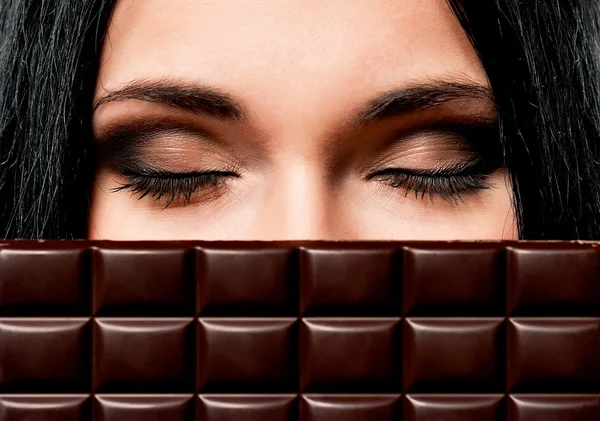 Nő, csokoládé — Stock Fotó